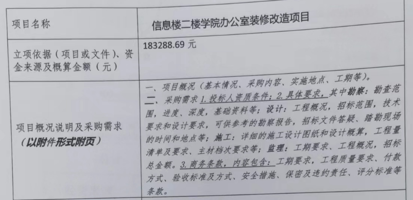 信息楼二楼学院办公室装修改造项目公示